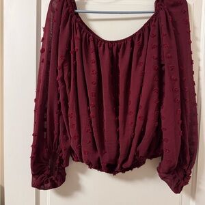 HYFVE Burgundy Textured Blouse